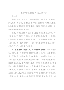 在全市防汛视频会商会议上的讲话