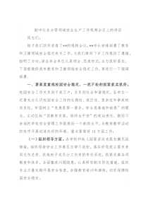 副市长在分管领域安全生产工作视频会议上的讲话