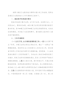 全县基层卫生服务能力调研汇报