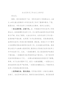 在全区防汛工作会议上的讲话