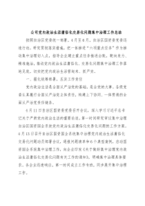 公司党内政治生活庸俗化交易化问题集中治理工作总结