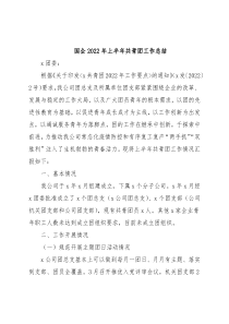 国企2022年上半年共青团工作总结