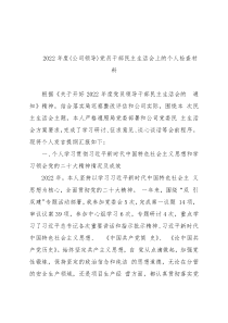 2022年度(公司领导)党员干部民主生活会上的个人检查材料
