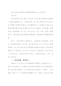 在市全国文明城市总结暨百城建设大会上的讲话