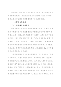 2022年上半年一把手落实全面从严治党主体责任情况报告
