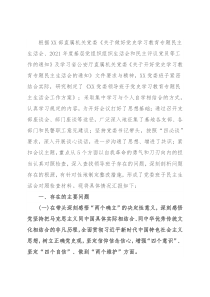 党委领导班子党史学习教育专题民主生活会对照检查材料