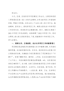 在2022年全区项目工作会议上的讲话