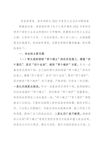 某县委常委、宣传部部长2022年度民主生活会对照检查